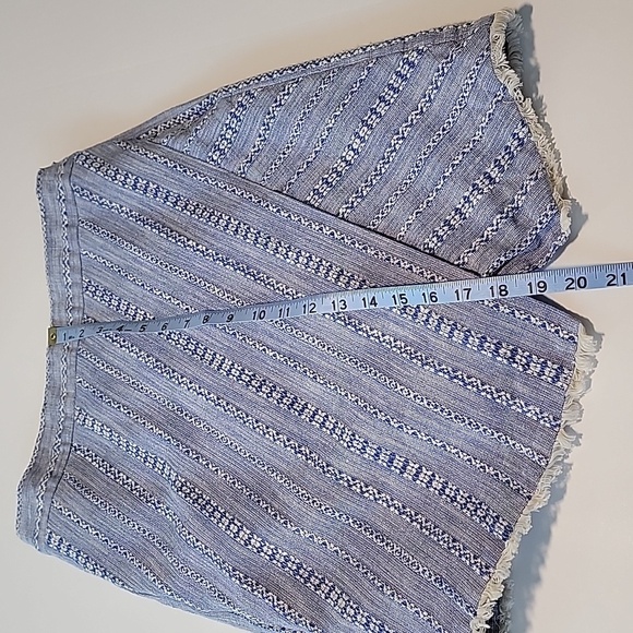 Ann Taylor Loft Mini Pencil Skirt Faux Wrap Lined Side Zip Blue White Chambray 4 - Picture 13 of 13